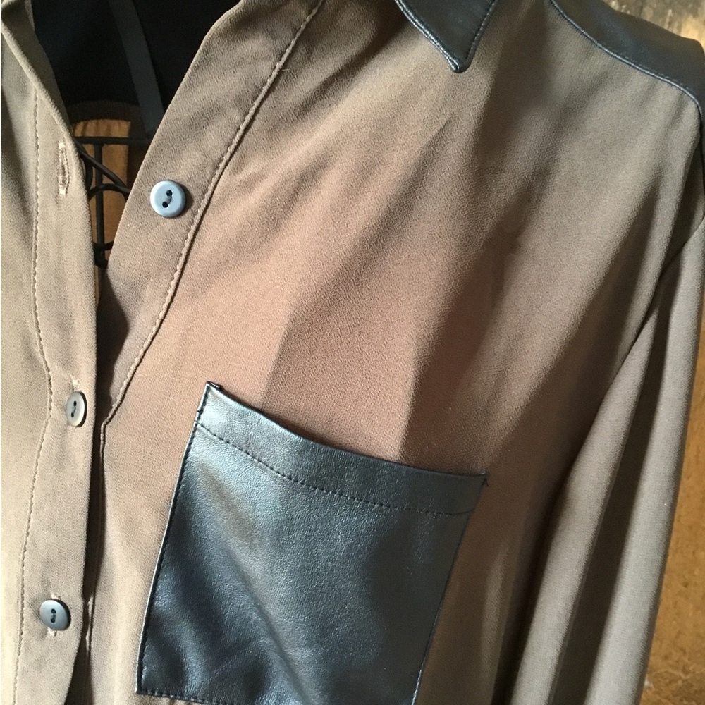 Mind Code Button Down Blouse - Picture 3 of 3